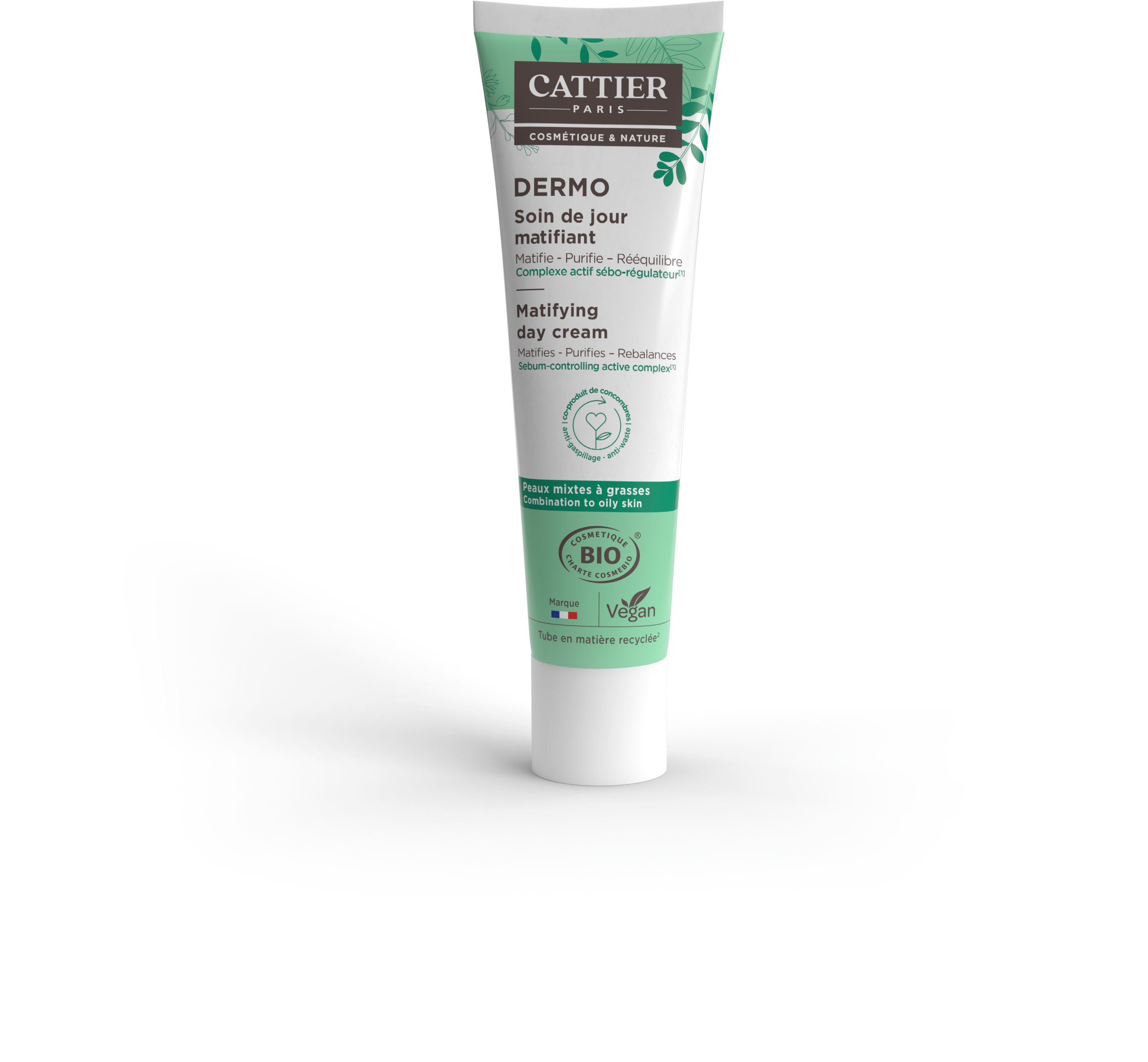 Cattier Dermo Soin de jour matifiant Peaux mixtes à grasses 40ml Bio