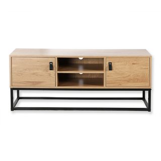 Calicosy Meuble TV Décor Chêne 2 Portes 2 Niches L120 cm - JILL
