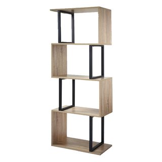 Calicosy Bibliothèque 4 Niveaux Décor Bois et Montants Métal - H148 cm