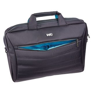 Sacoche pour ordinateur portable 15,6", Nylon, Noire, poche avant et arrière, bandoulière amovible et réglable avec patte d’épaule renforcée