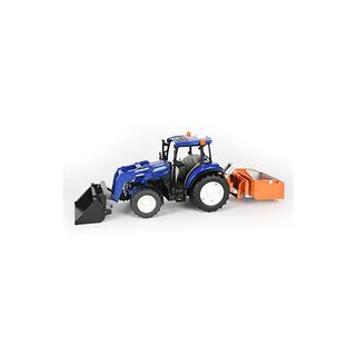 Tracteur NEW HOLLAND T5 120 avec chargeur frontal, caisse et fourches