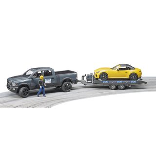 VEHICULE RAM 2500 POWER WAGON AVEC REMORQUE ET VOITURE BRUDER ROADSTER