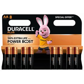 Piles AA Duracell Plus x8 Spécial Offer - Alcalines 1,5V -  Idéales pour les appareils du quotidien - Emballage 0% plastique - Conservation 10 ans -