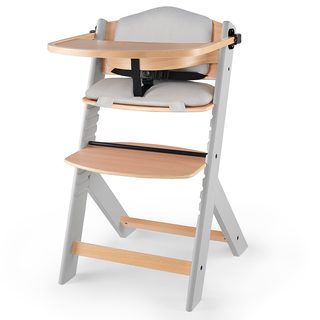 KinderKraft Chaise Haute Évolutive Enock - Bois Naturel Avec Coussins