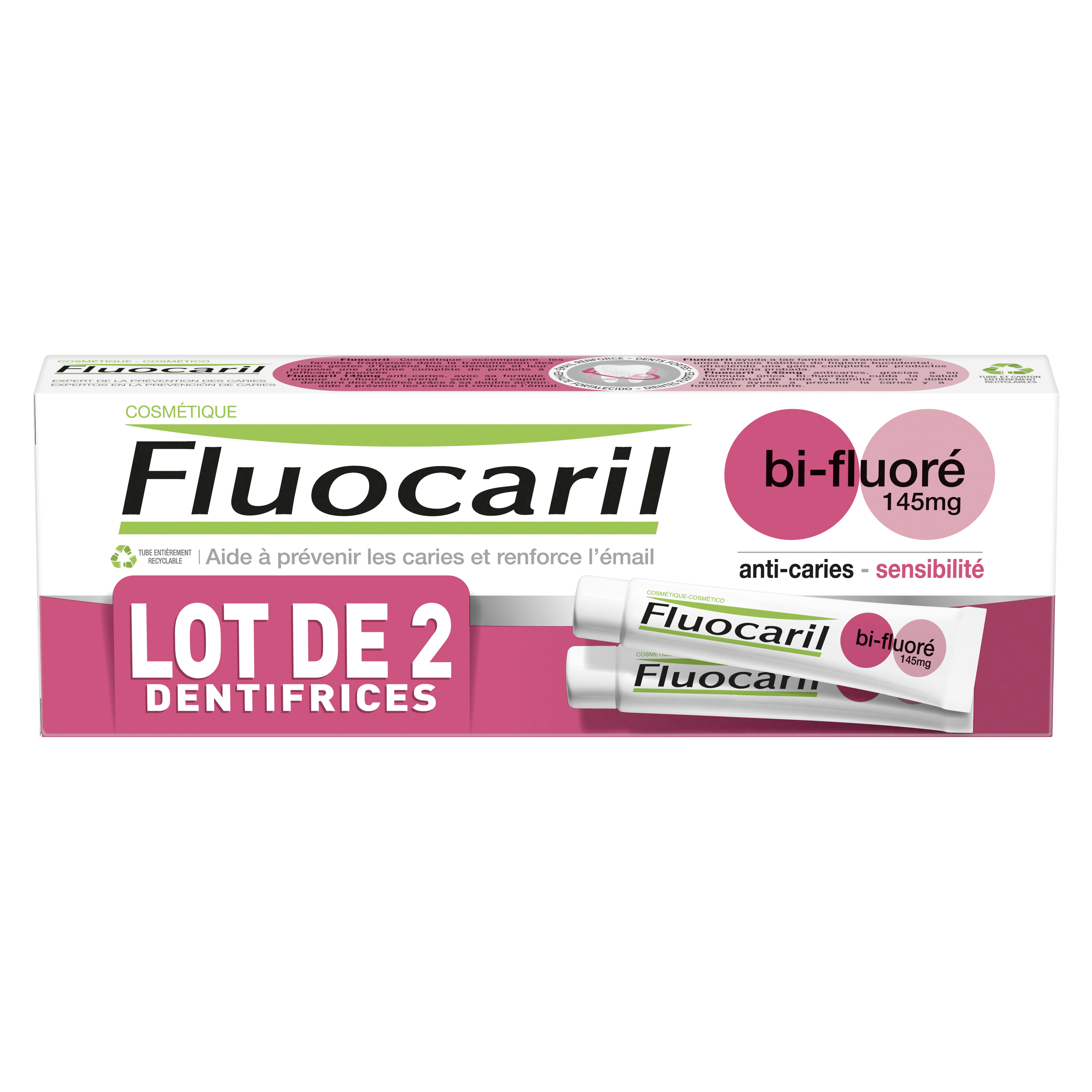 Fluocaril Dentifrice Dents Sensibles Bi-Fluoré 145mg 2x75ml