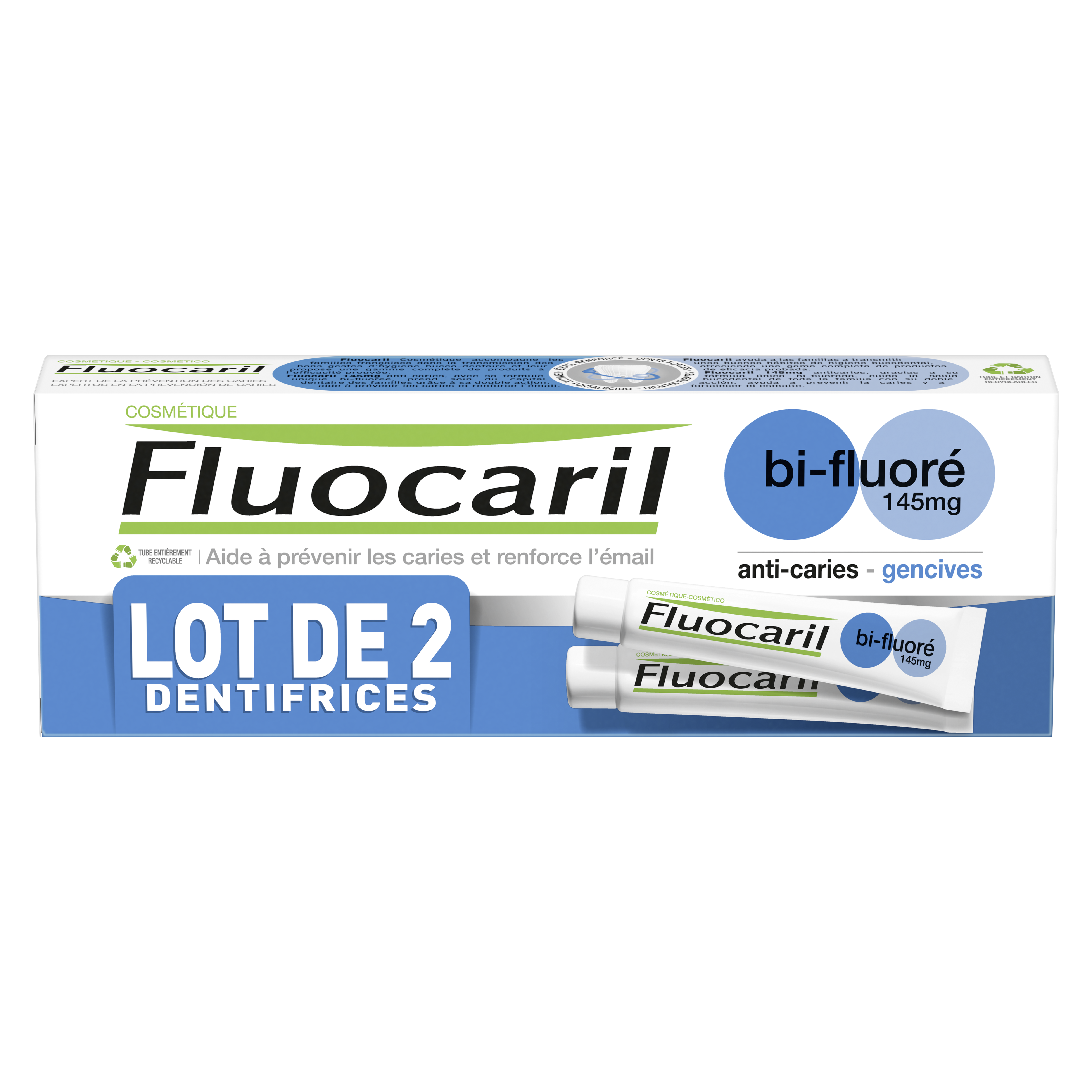 Fluocaril dentifrice gencives bi-fluoré 2x75ml