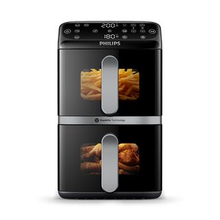 Friteuse sans huile Philips NA461/00 Airfryer Vertical Duo Série 4000 Noir et Inox 10L