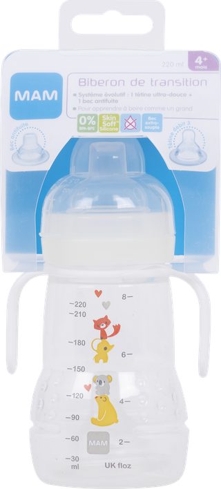 Biberon de Transition 220 ml Unisexe - Bec souple antifuite silicone