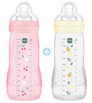 MAM Biberon Easy Active Coloré - 330ml - Berry + Pearl - Tétine Débit X - X2
