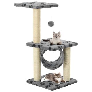 vidaXL Arbre à chat 65 cm Gris - Motif pattes