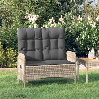 Vidaxl Banc de jardin inclinable avec coussins 107 cm Poly rotin Gris 319893