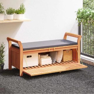 Vidaxl Banc de rangement de jardin avec coussin 126 cm Bois dacacia 319717