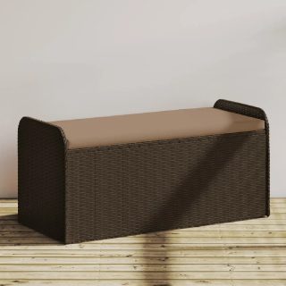 vidaXL Banc de Rangement Marron - Résine Tressée 115 cm