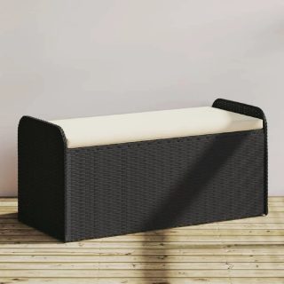VidaXL Banc de rangement 115 cm Résine tressée Noir