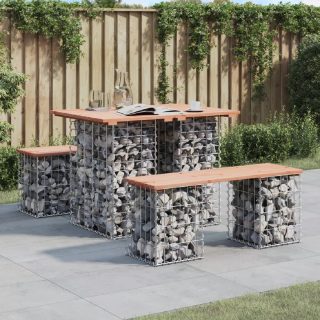 Vidaxl Table de jardin Gabion Design 100x70x72 cm Bois massif Douglas 834363