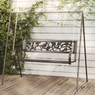 Vidaxl Balancelle de jardin 125 cm Acier et plastique Noir 125 x 53.5 x 42 cm (l x P x H) 13.25kg