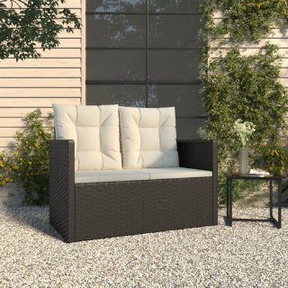 Vidaxl Banc de jardin avec coussins Noir 105 cm Résine tressée 362318