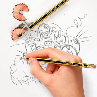 Staedtler Crayon graphite Noris HB gomme intégrée bois certifié PEFC