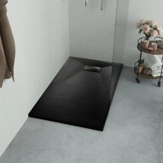 vidaXL Bac de douche SMC Noir 100x70 cm
