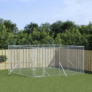 Vidaxl Chenil dextérieur pour chiens argenté 4x4x2 m acier galvanisé 3190455