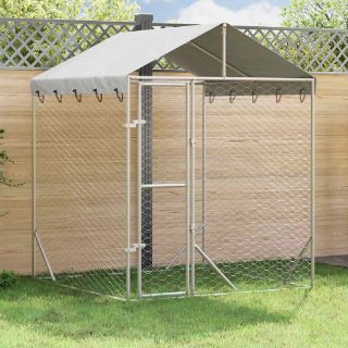Vidaxl Chenil dextérieur pour chiens avec toit argenté 2x2x2 5 m 153675