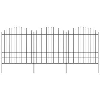 Vidaxl Clôture de jardin à dessus en lance - Noir (1,75-2)x5,1 m