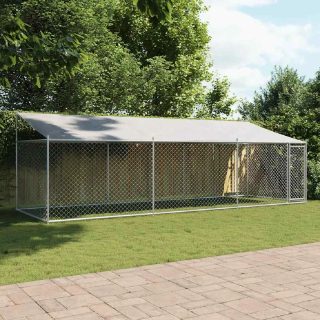 Vidaxl Cage pour chien avec toit et porte gris 6x2x2 m acier galvanisé
