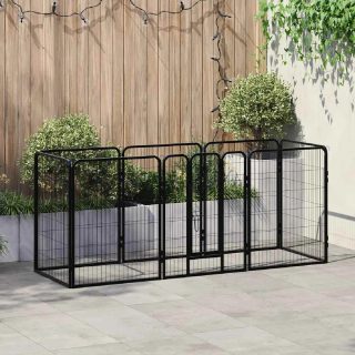 vidaXL Parc pour chiens 8 panneaux - Acier Noir