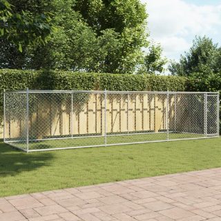 Vidaxl Cage pour chien avec porte - Gris 6x2x1,5 m