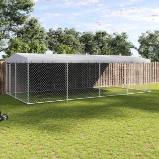 Vidaxl Chenil extérieur avec toit - 7,6x3,8x2,3 m