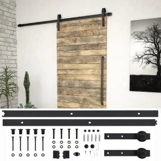 Vidaxl Kit de quincaillerie de porte coulissante - SKIEN - 200 cm - Acier noir - 100 kg