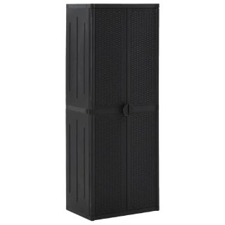 Vidaxl Armoire de rangement de jardin Noir 65x45x172 cm PP Rotin 151237