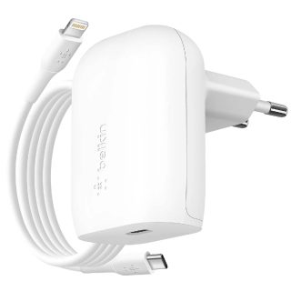 Belkin Boost Charge Chargeur secteur USB-C 30 W avec câble USB-C vers Lightning (Blanc)