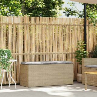 Vidaxl Banc de jardin avec coussin gris 110x40x44 cm résine tressée