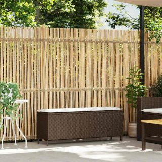 vidaXL Banc de jardin avec coussin marron 110x30x40,5cm résine tressée