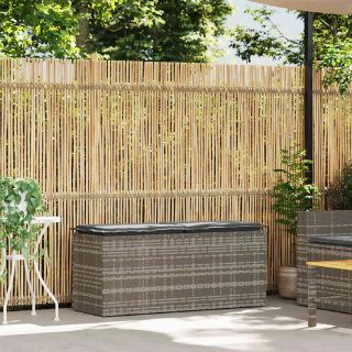 vidaXL Banc de jardin avec coussin gris 110x40x44 cm résine tressée