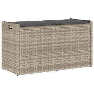 vidaXL Banc de rangement extérieur coussin gris clair 100 cm polyrotin
