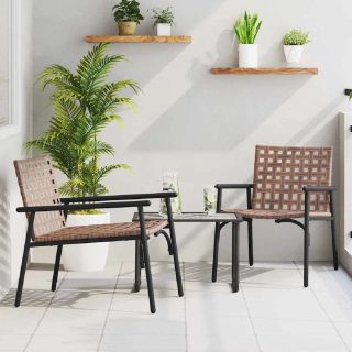 vidaXL Chaises de jardin 2 pcs - Noir Rattan