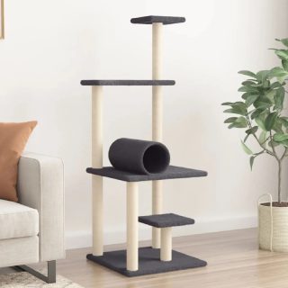 vidaXL Arbre à chat avec griffoirs en sisal gris foncé 136 cm