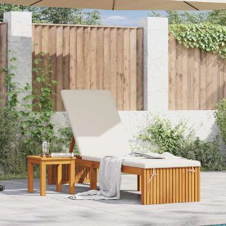 Vidaxl Transat en bois dacacia - Marron - 55x200x94 cm - Dossier ajustable - Bois dacacia massif