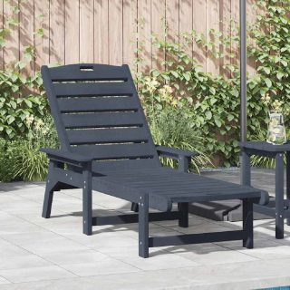 vidaXL Transat Bleu marine 195,5 x 53 x 98,5 cm HDPE