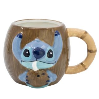 Disney Tasse 325ml 3D Stitch Effet Noix de Coco Collection Coconut Marron