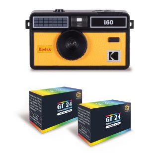 KODAK i60 Réutilisable 35mm, Style Rétro, Sans Mise au Point, Flash Intégré Pop-up - Noir et