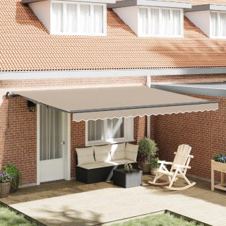 vidaXL Auvent rétractable Beige 450 × 350 cm Polyester et Aluminium