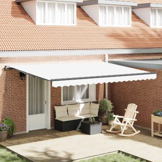 vidaXL Auvent rétractable Blanc 450 × 350 cm Polyester et Aluminium