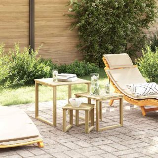 Vidaxl table 3 pc Naturel 50,5 x 50 x 46 cm Pinède imprégnée