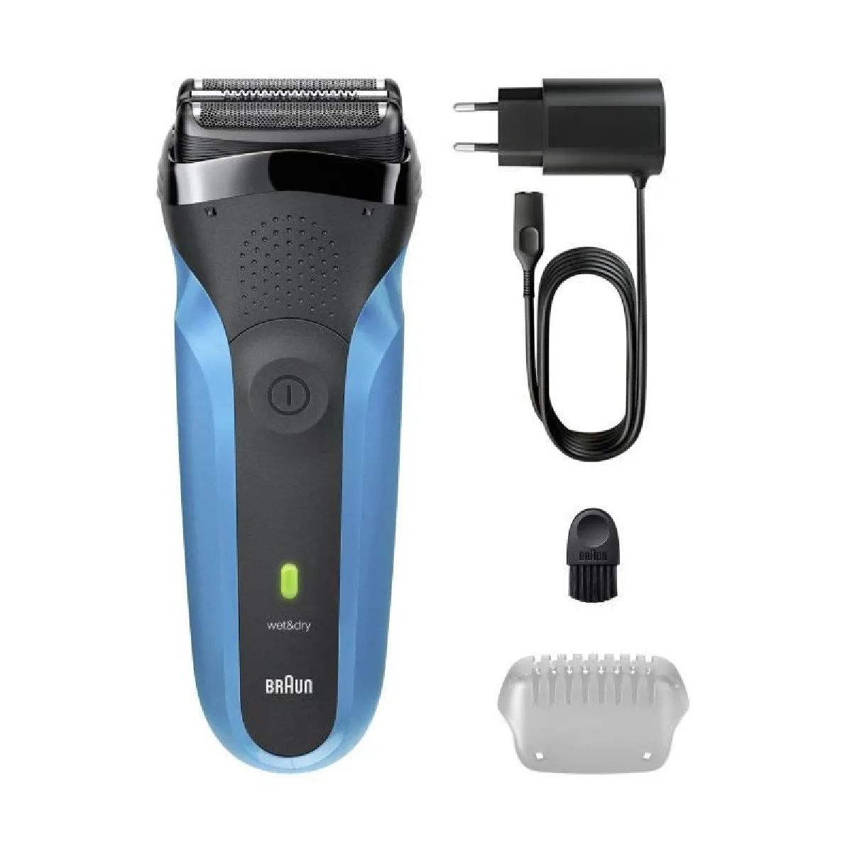 Braun Series 3 310s - Rasoir Électrique Homme Wet & Dry Rechargeable - 100 % Étanche - Bleu et Noir