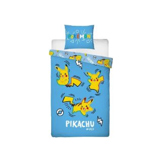 Pokemon Parure de lit microfibre Pikachu 140x200 + taie 63x63