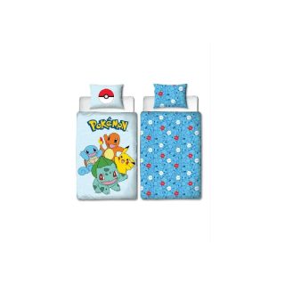 Pokemon Housse de couette réversible en microfibre 140 x 200 cm + taie 63 x 63 cm