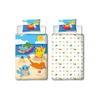 Pokemon Parure de lit Pikachu et ses amis - Microfibre - 140 x 200 cm